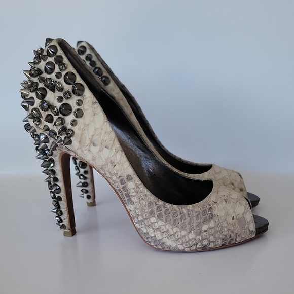 Sam Edelman Snake Print Studded Heels - Picture 2 of 7